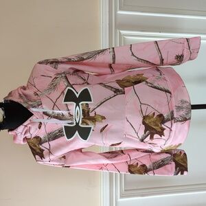 Under Armour Women's Pink Realtree Camo Pullover Hoodie Sweatshirt Loose Fit S/M